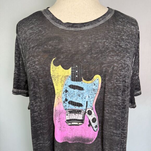 Fender Women's Neon Guitar T-Shirt, Size 4X, Short Sleeves, Gray, Lightweight - Picture 3 of 10
